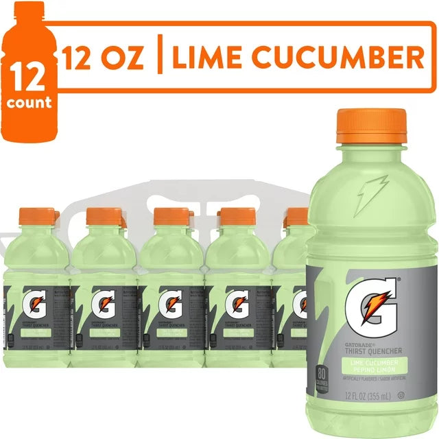 Gatorade Thirst Quencher, Lime Cucumber, 12 fl oz, 12 Count Bottles