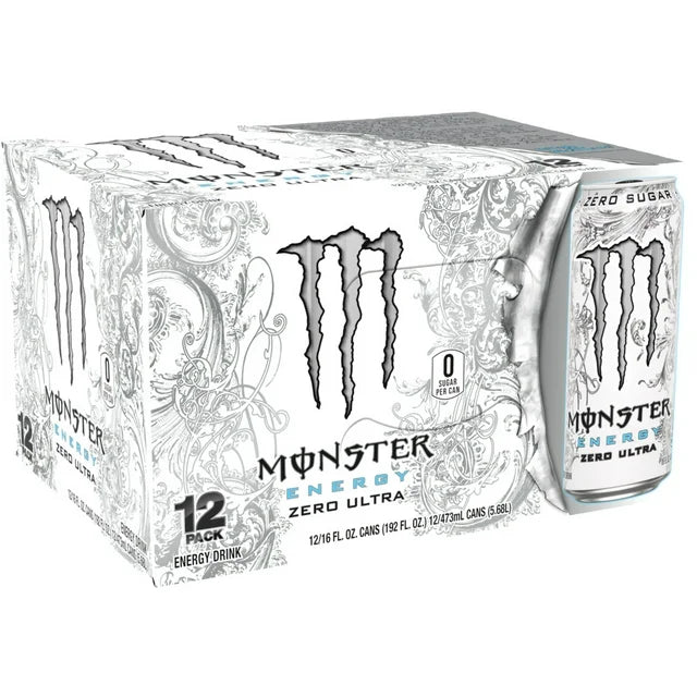 Monster Zero Ultra, Sugar Free Energy Drink, 16 fl oz, 12 Pack