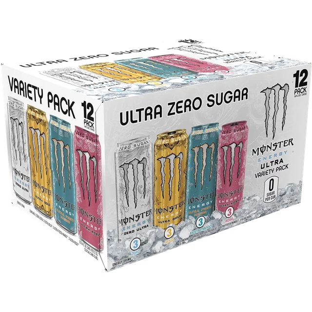 Monster Energy Ultra Variety Pack, Zero Ultra, Ultra Gold, Ultra Fiesta, Ultra Rosa, 12 Pack, 16 fl oz Cans