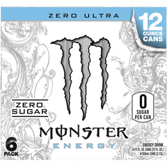 Monster Energy, Zero Ultra, Sugar Free Energy Drink, 12 fl oz, 6 Pack