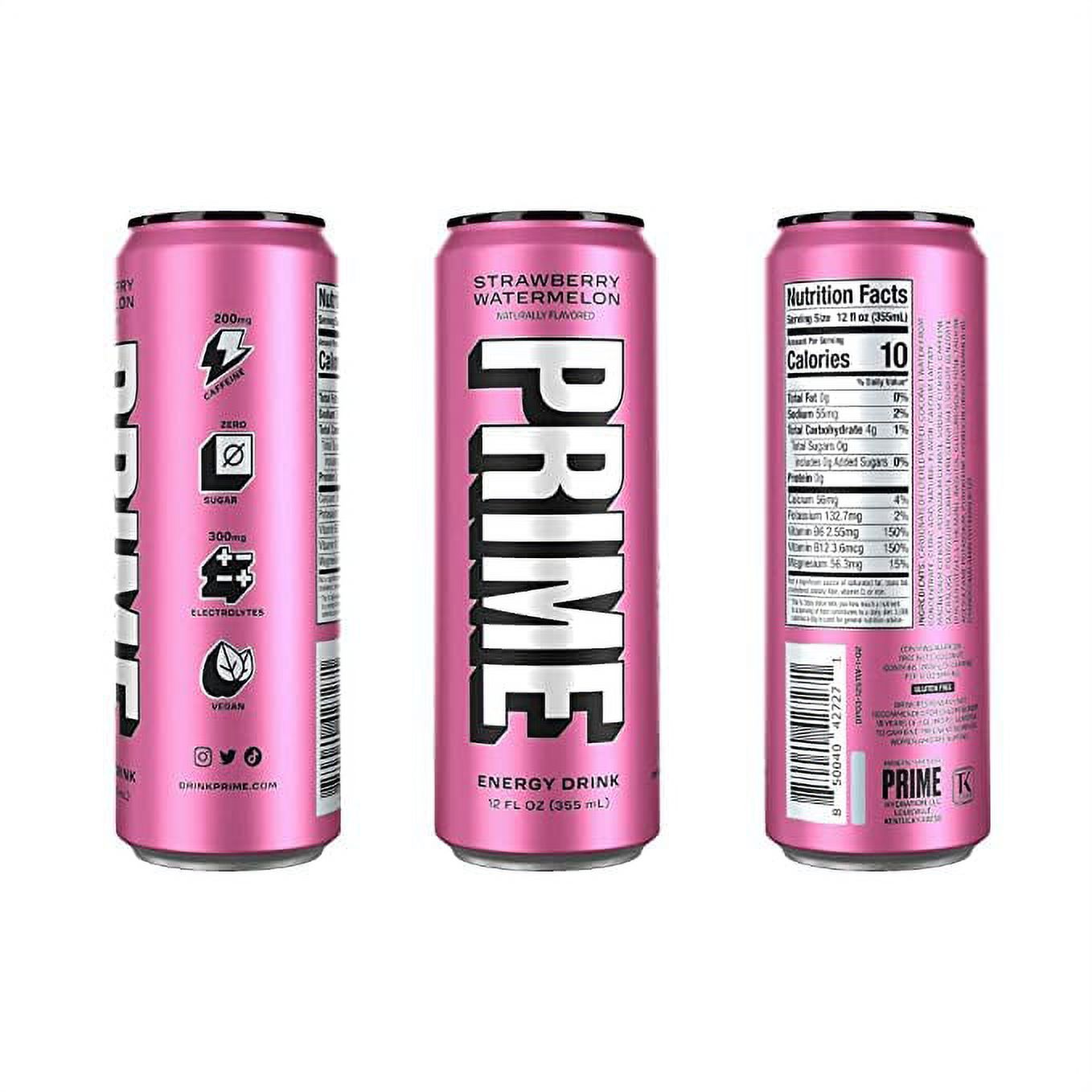 NEW Prime Hydration Drink Energy Cans 5 Flavor Variety Sampler Pack! - 200mg Caffeine, Zero Sugar, 300mg Electrolytes, Vegan - (12 Fl Oz Cans) - (5-Pack)